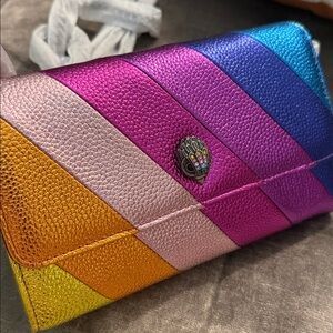 KURT GEIGER KENSINGTON WALLET BAG WITH STRIPE METALLIC NWT